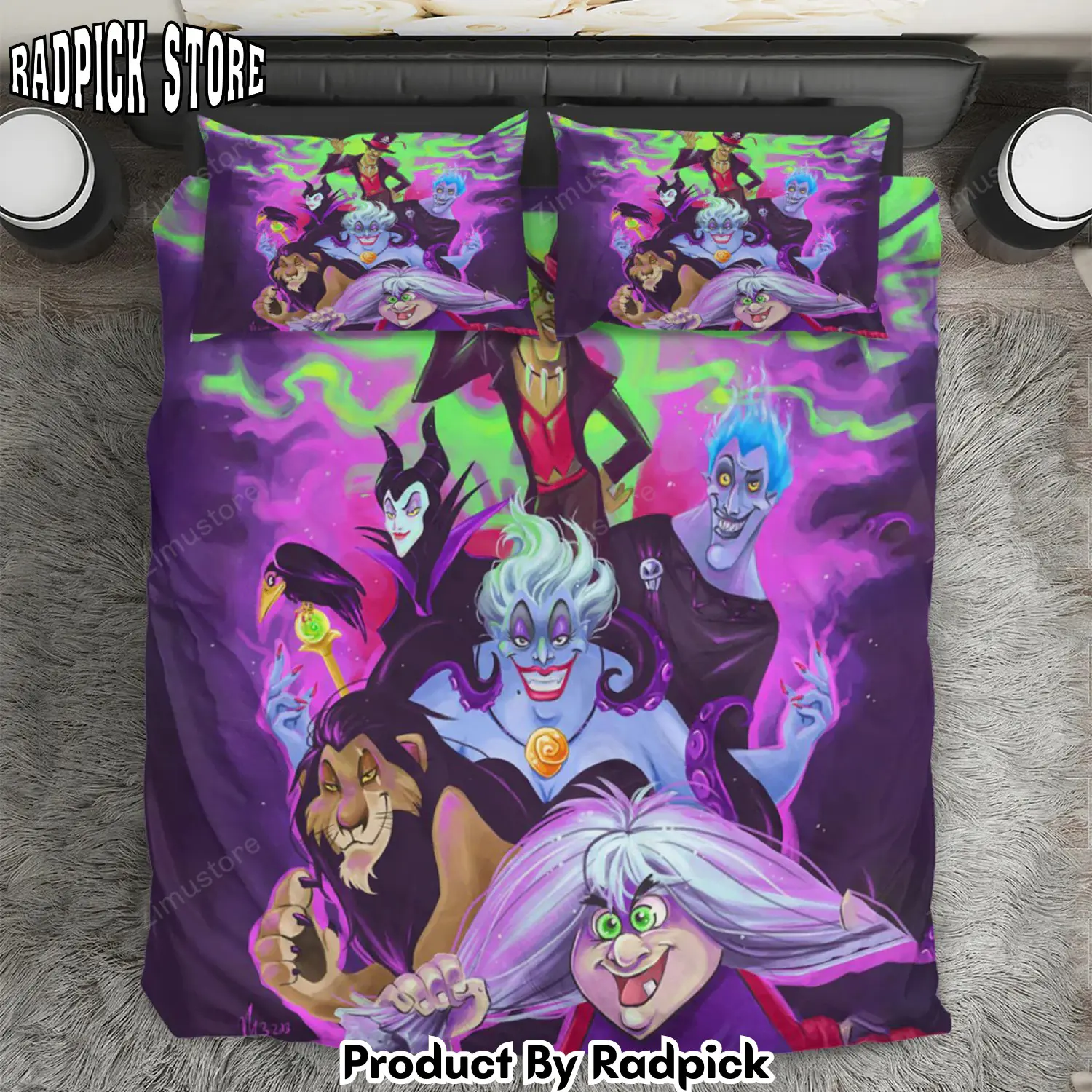 Radpick sleeping beauty maleficent disney villains 83 3pcs 3pcs bedding set duvet cover and pillow cases gift for fan rp3272244